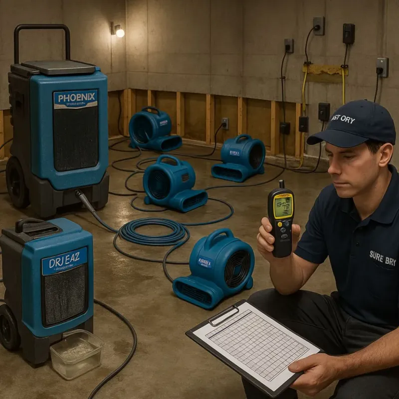 Structural Drying and Dehumidification process in San Marino, CA